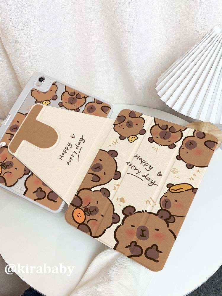 Cartoon Capybara 360degree rotation for iPad Tablet Case2024air6 Pro11 ...