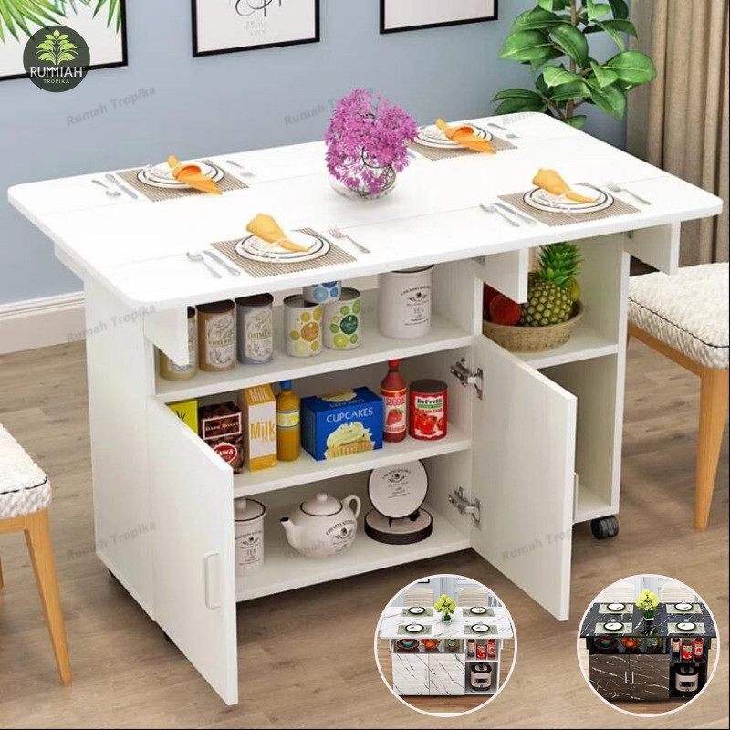 RT Dining Table Storage Cabinet Storage Cabinet Foldable Dining With ...