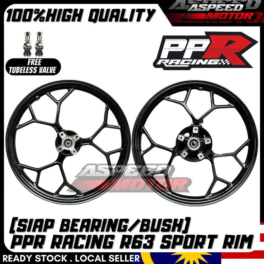 PPR RACING R63 SPORT RIM Y15ZR Y16ZR 1.6/1.6-17 BLACK GOLD CUTTING ...