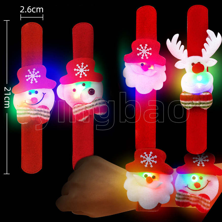 Christmas LED Luminous Bracelet Toy Cartoon Santa Snow Wrist Bands ...