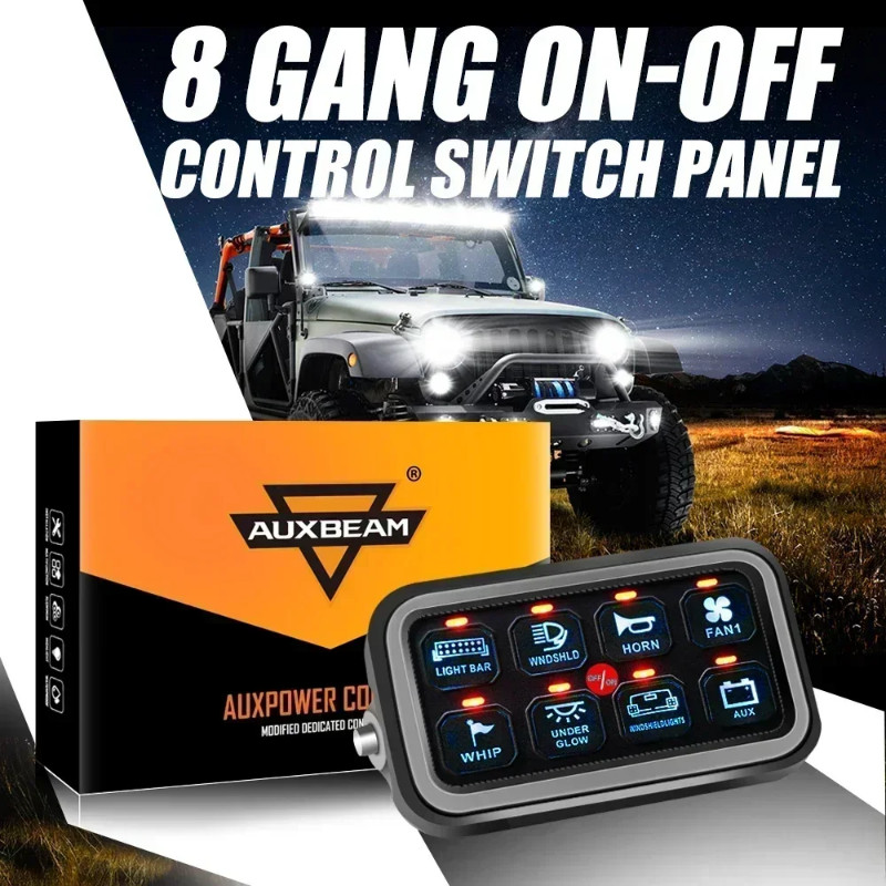 AUXBEAM 8 Gangs LED Switch Panel On-Off Control Relays System ...