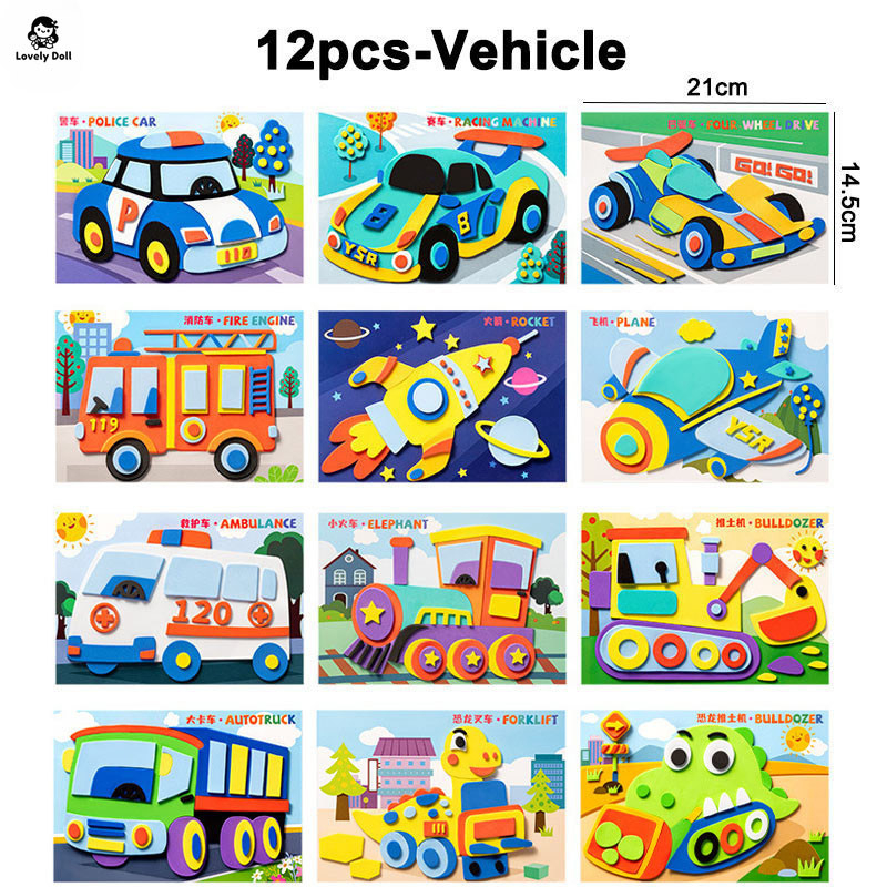 3D EVA Foam Sticker DIY Art Craft Sticker for Kids Cartoon Animal ...