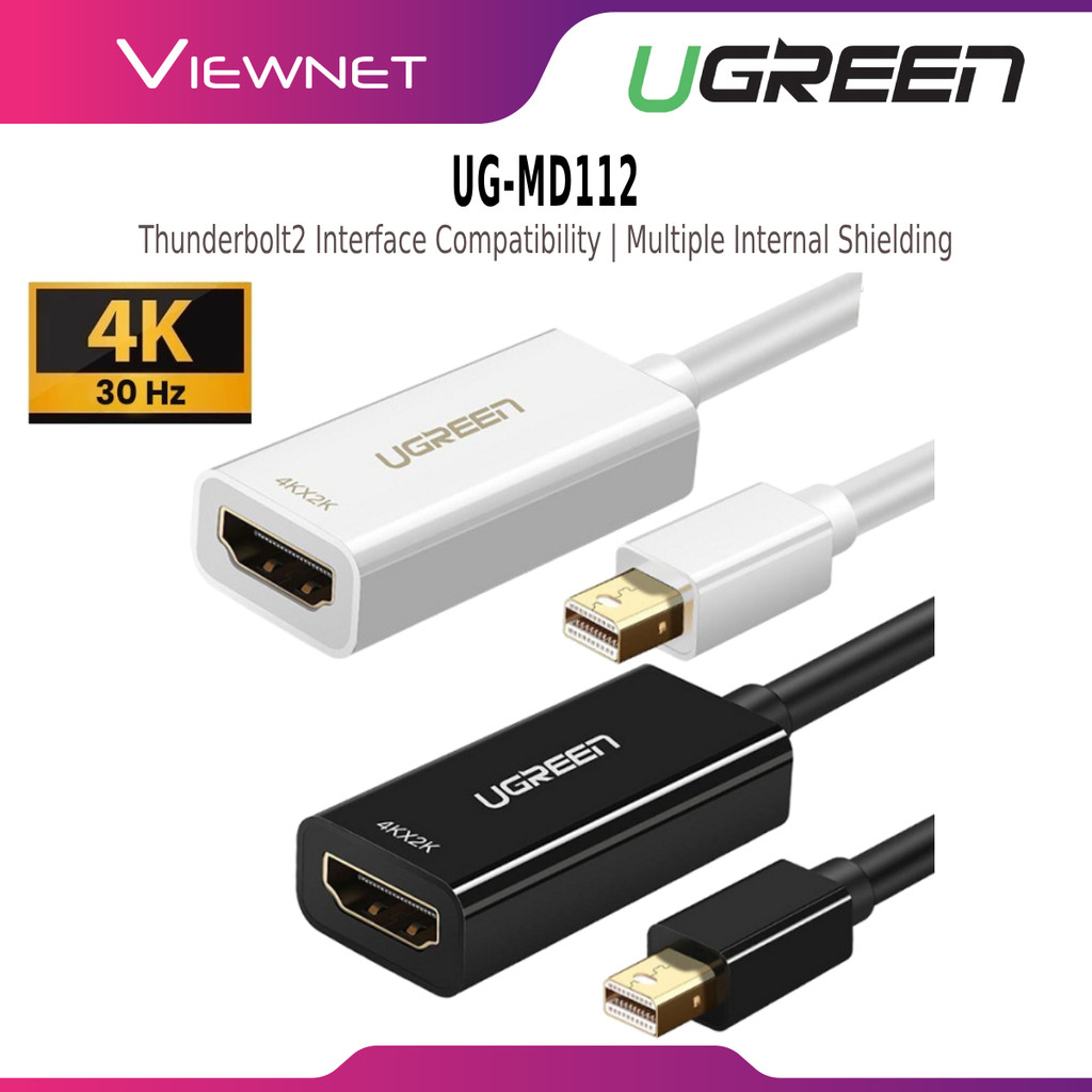 4K Mini DisplayPort Male To HDMI Female Adapter Cable - 20cm For MacBook, Laptop, PC