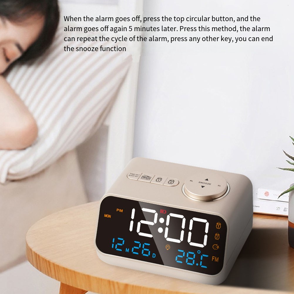 [HME] Modern FM Radio LED Alarm Clock: for Wake Up with Time, Temp ...
