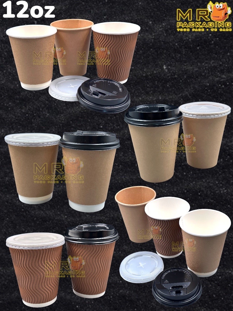 Paper Cup 8oz / 12oz / 16oz / Lid Single Double Wall Ripple Disposable ...