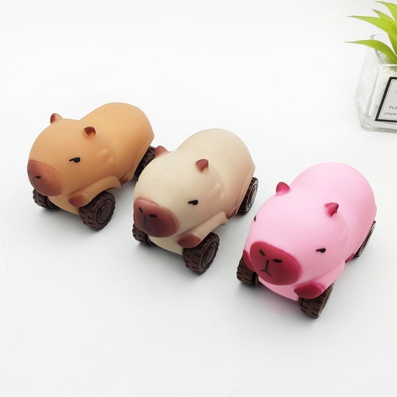 Creative Decompression Capybara Pulling Car with Wheel Sand Gliding ...
