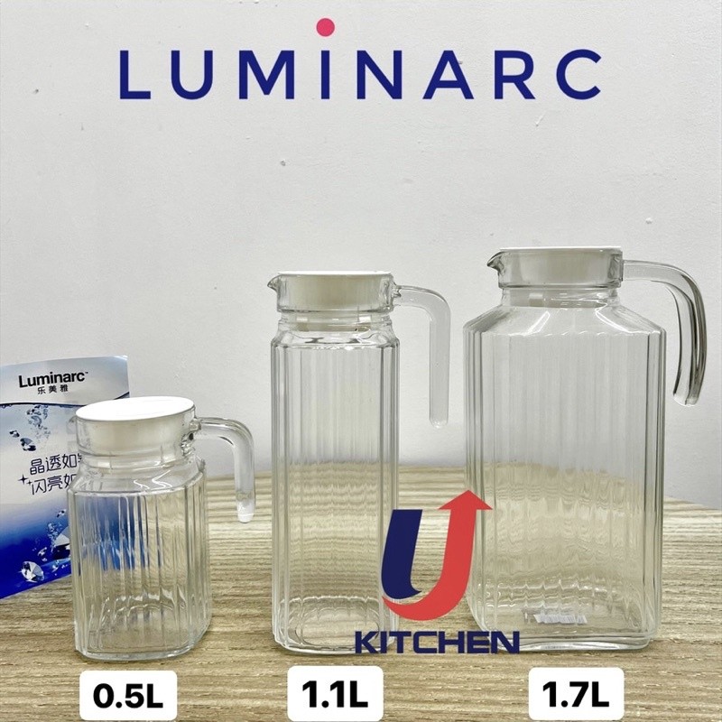 Luminarc Glass Pitcher Jug - 1.3 Liter Large Serving Jug For Water, Cocktails, Pimms & Drinks