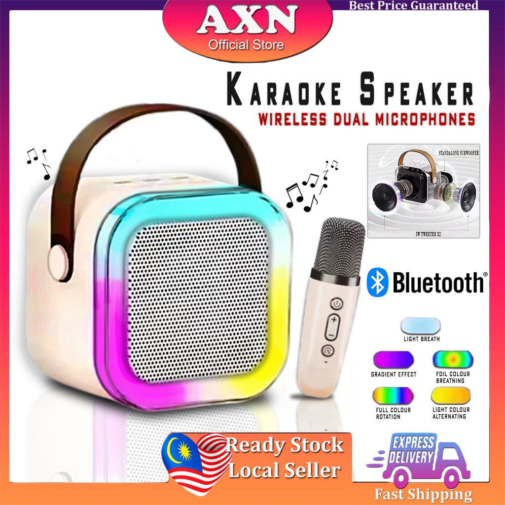 AXN Wireless Karaoke Speaker Bluetooth Microphone Karaoke Machine RGB ...