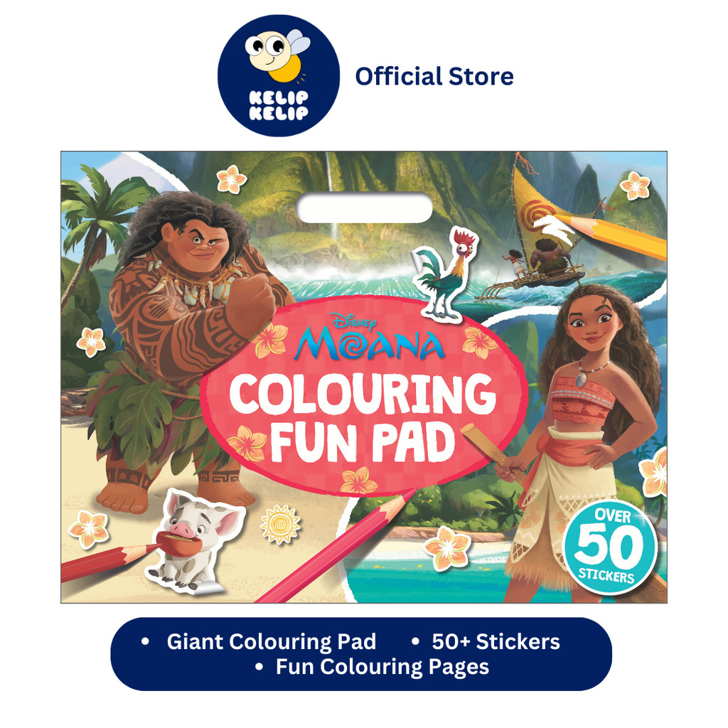 Disney Moana Giant Colouring Fun Book Pad With Stickers for Kids (64 ...