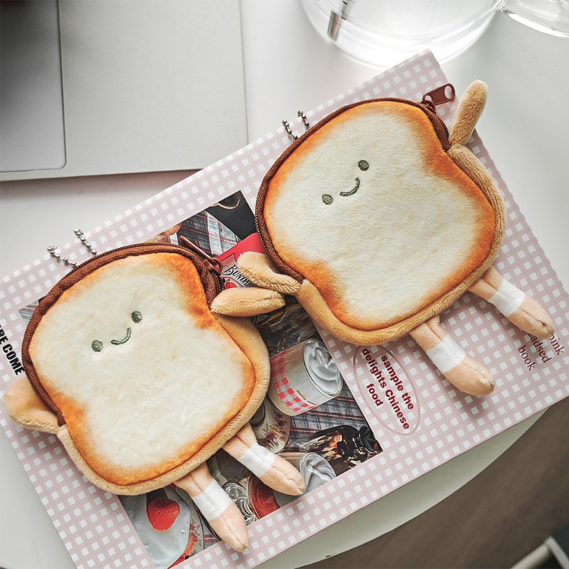 1/2pcs Children Toast Bread Coin Wallet - Earphone Card Storage Bag ...