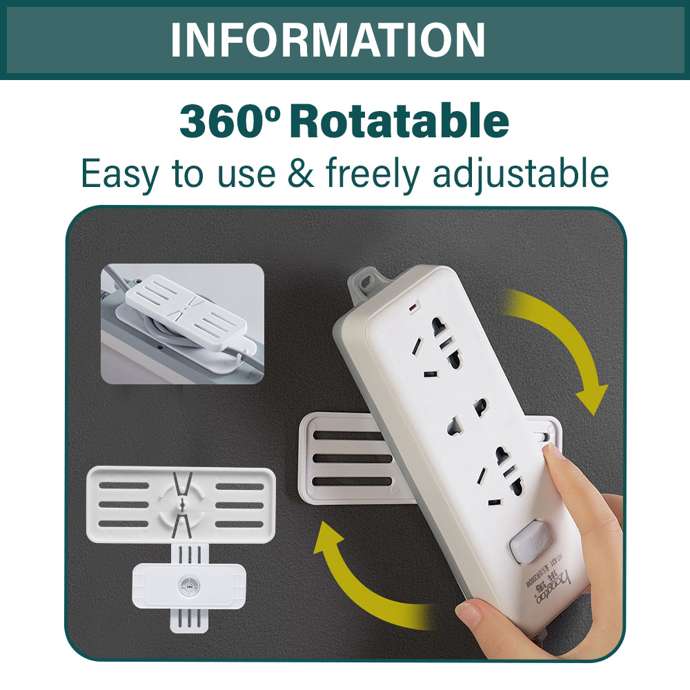 [360° Rotate] Encora Wall Mount Extension Plug Holder Socket Hanger Rak ...