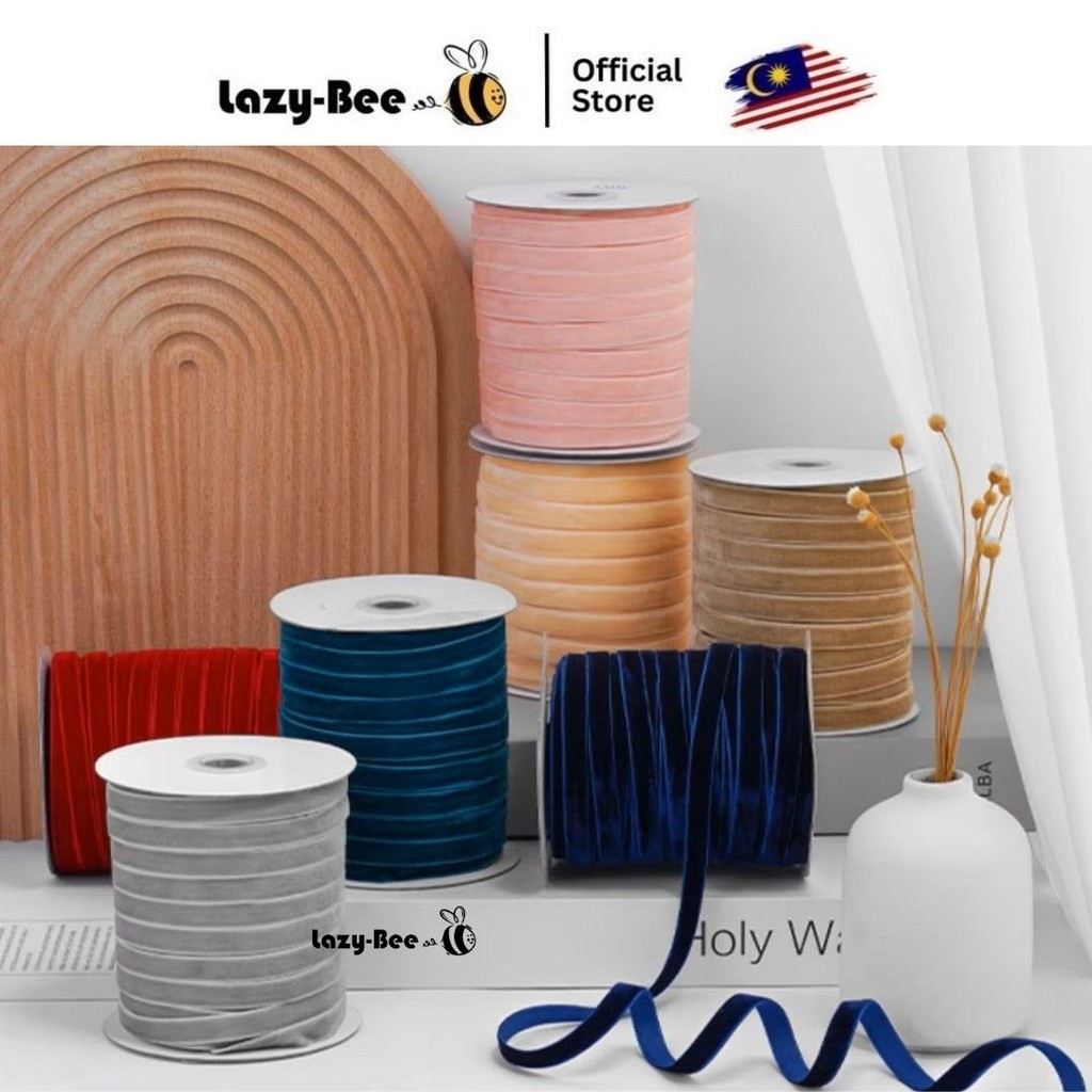 LAZY BEE 1cm Premium Velvet Ribbon Suede Christmas Gift Wrap Party ...