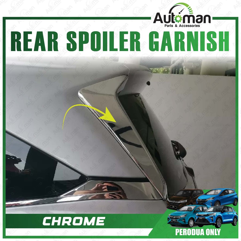 Rear Spoiler Garnish Perodua Ativa Myvi Axia Alza Chrome Carbon Black ...