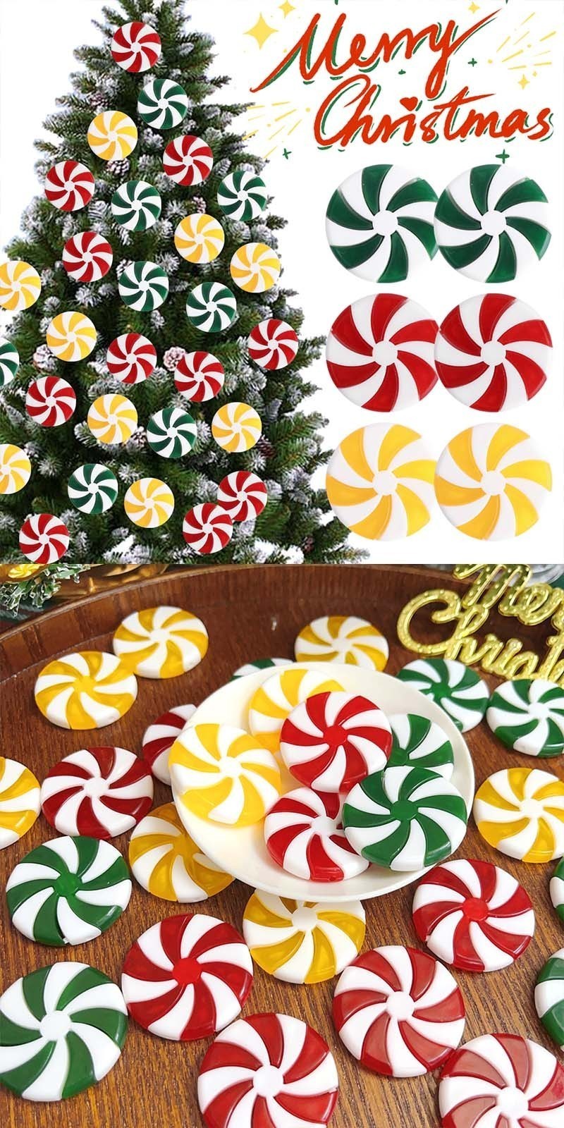 20PCS Mini Size Candy Cane - Red White Candy Ornaments - Christmas Tree ...
