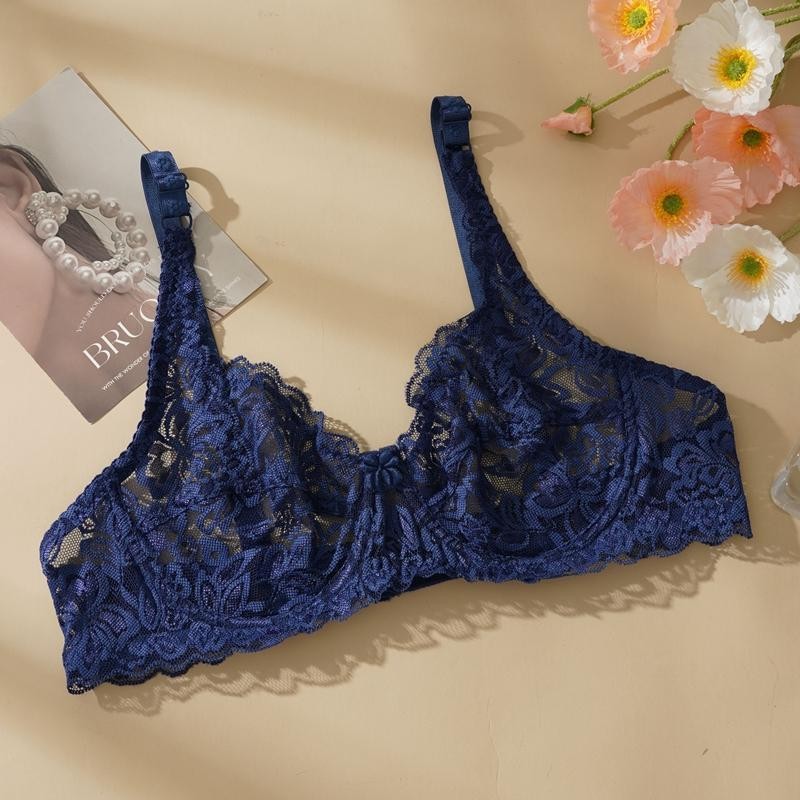 Sexy Hollow Single-Layer Lace Bra for Women Plus Size Bra Without ...