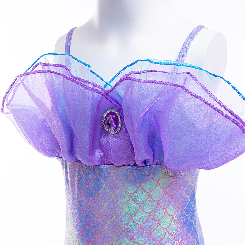 Little Mermaid Princess Ariel Blue Purple Dress For Kids Girl Mesh ...