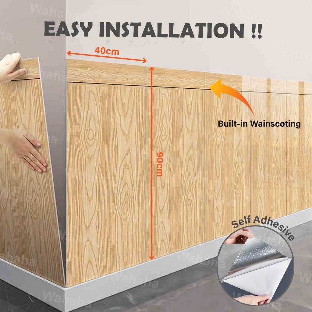 🇲🇾40X90CM Panel Dinding Kayu Premium Kertas Dinding PVC 3D | Premium ...