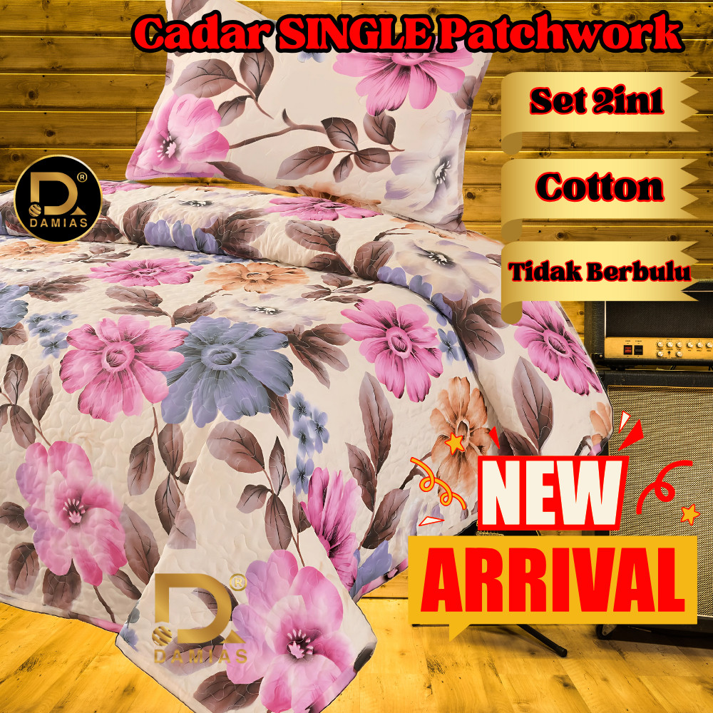 Cadar Patchwork Bunga dan Abstrak Modern Set 2IN1 Single Size Alas ...