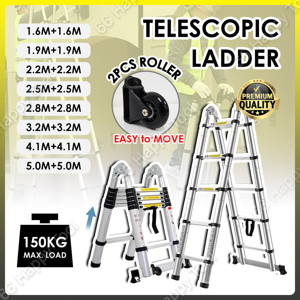 Multipurpose Double Sided Two Way Telescopic Ladder Foldable Aluminum ...