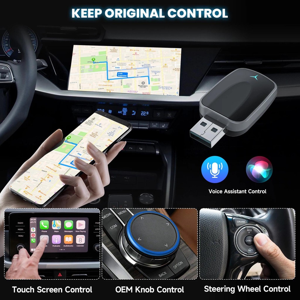 2-in-1 Wireless Adapter: Convert Wired CarPlay & Android Auto to ...