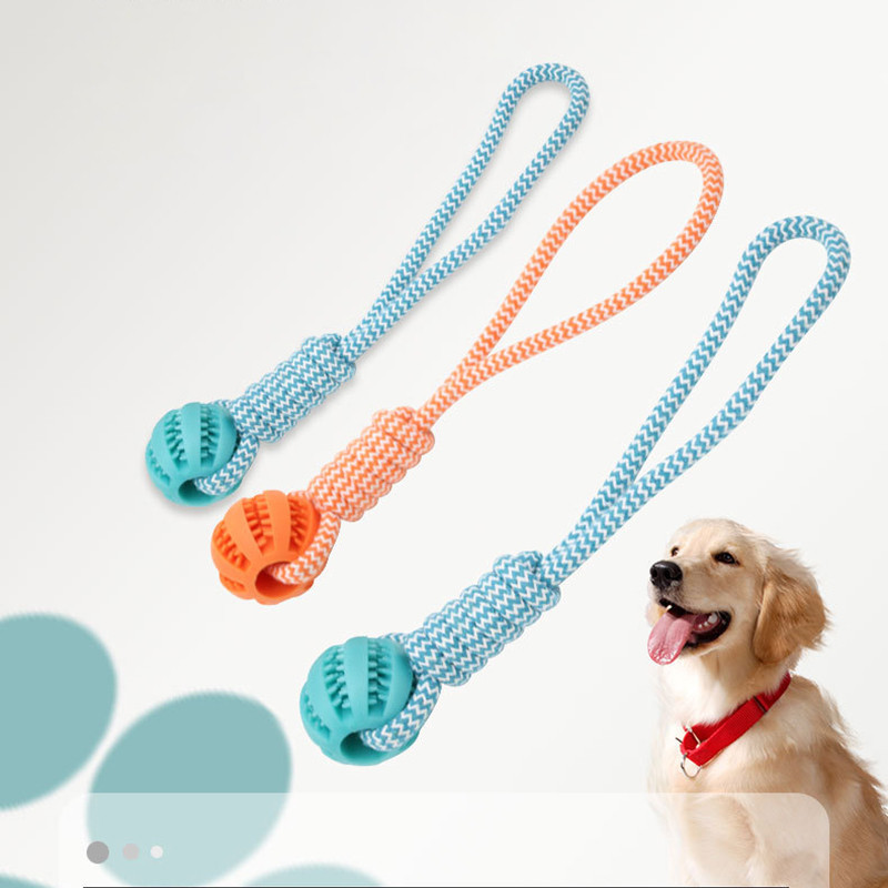 Pet Rubber Leaking Balls Toy Dog Treat Ball with Rope Puppy Chewing ...