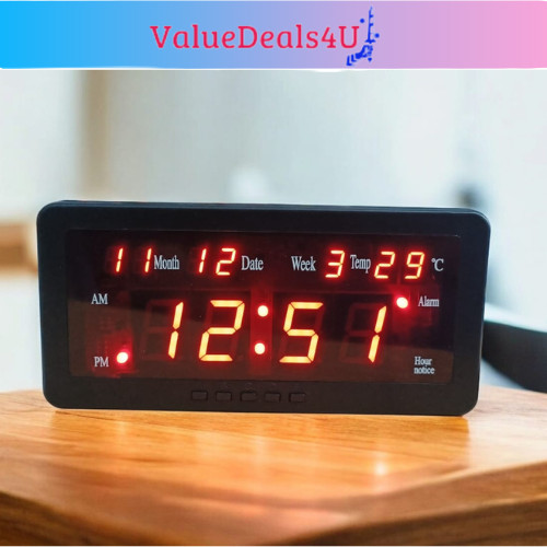 LED Digital Clock Large Display With Temperature Alarm Calendar Date ...