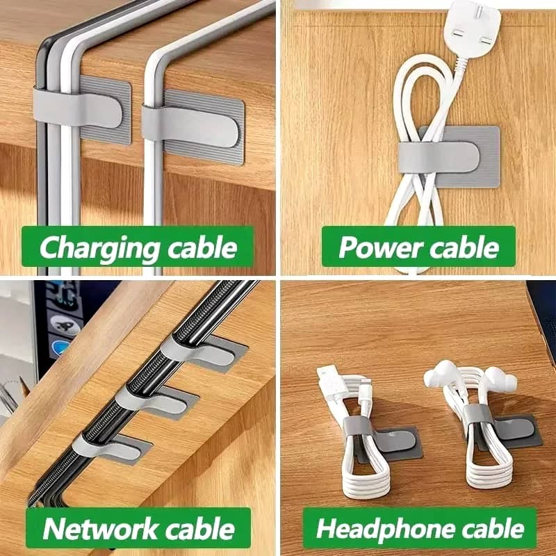 10pcs Self Stick Wire Cable Organizer Tape pad Tie Desktop Cable ...