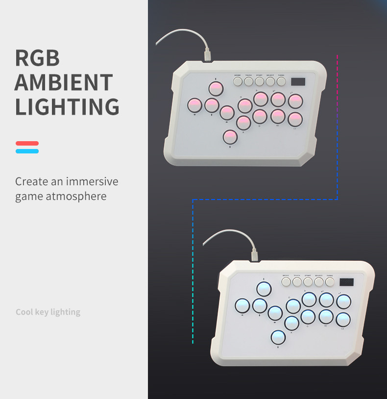 Powkiddy Hitbox Controller A50 Game Keyboard Game Button Color Light ...
