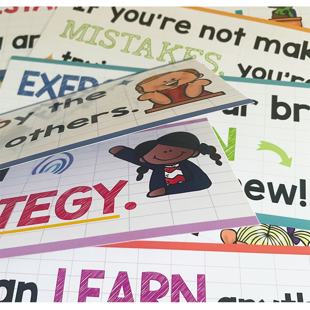 16 Pcs Growth Mindset Motivational Posters Kindergarten Classroom ...