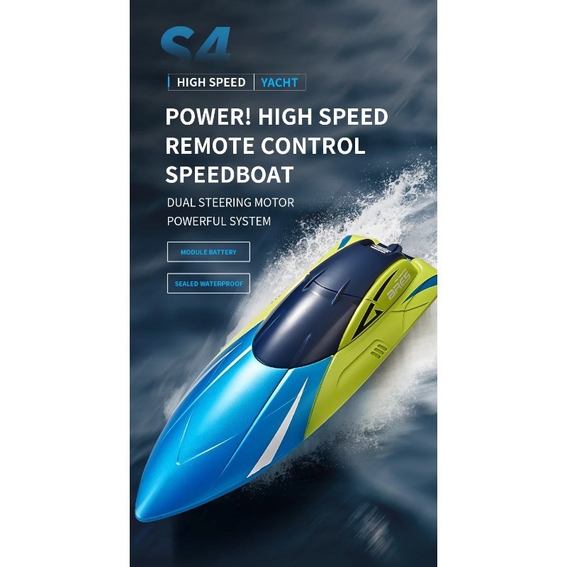 2.4G Remote Control Boat Double Rudder Motor Waterproof ABS High Speed ...