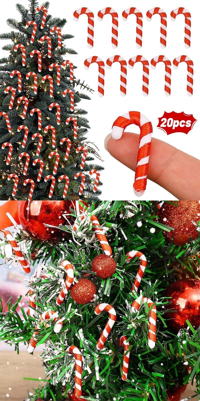 20PCS Mini Size Candy Cane - Red White Candy Ornaments - New Year Party ...