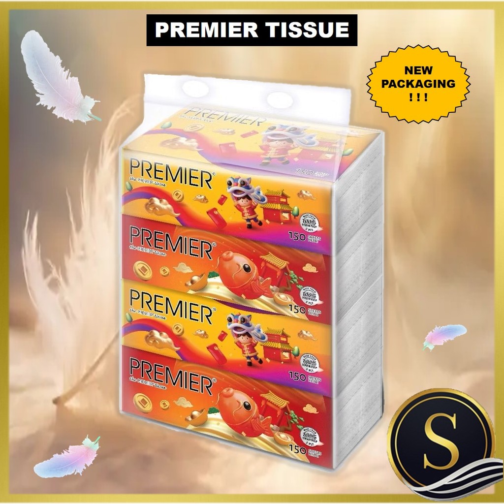 Premier Soft Pack Tissue Tisu 2 PLY 150 Sheet 4 Pack Bundle | Shopee ...