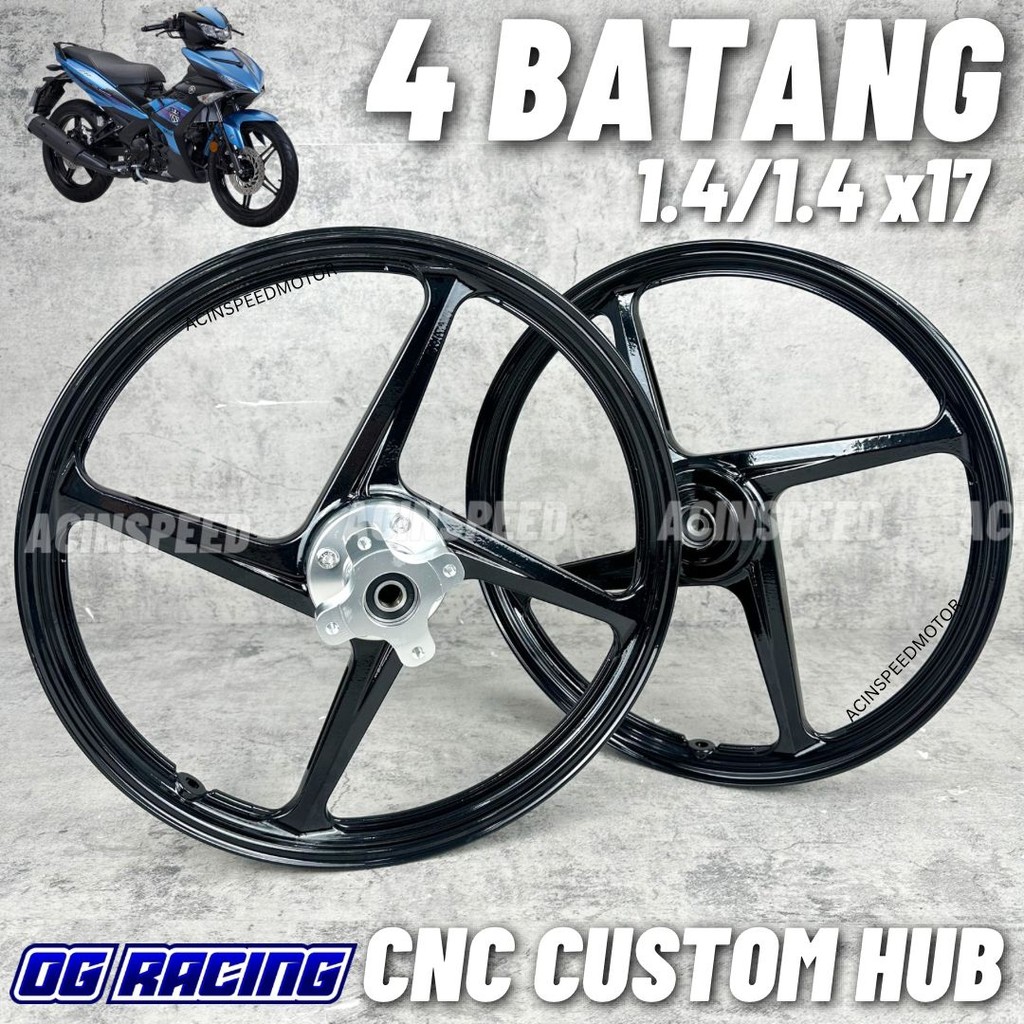 4 BATANG CUSTOM SPORT RIM 1.4/1.4x17 Y15ZR Y16ZR LC135 BLACK GOLD SIAP ...
