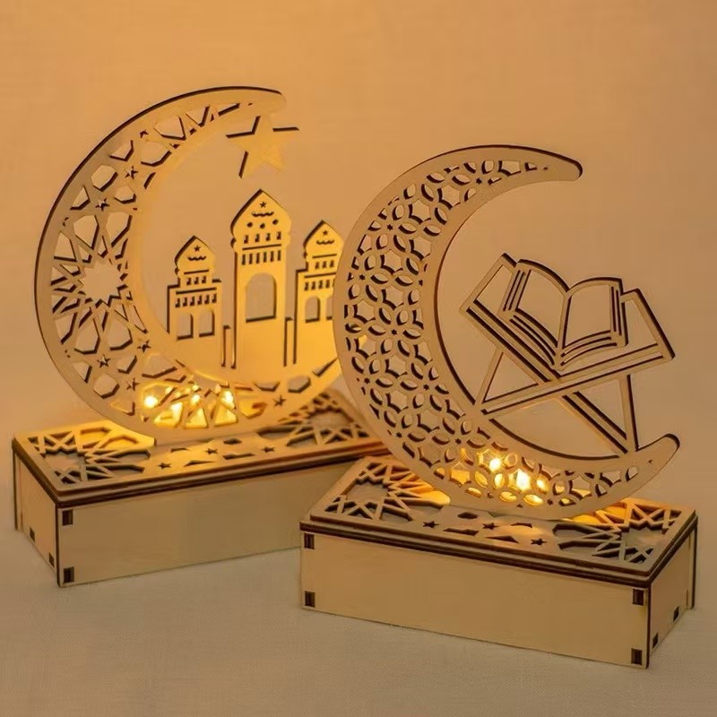 DIY LED Wooden Ornament Table Decoration With Light Lampu Decor Viral