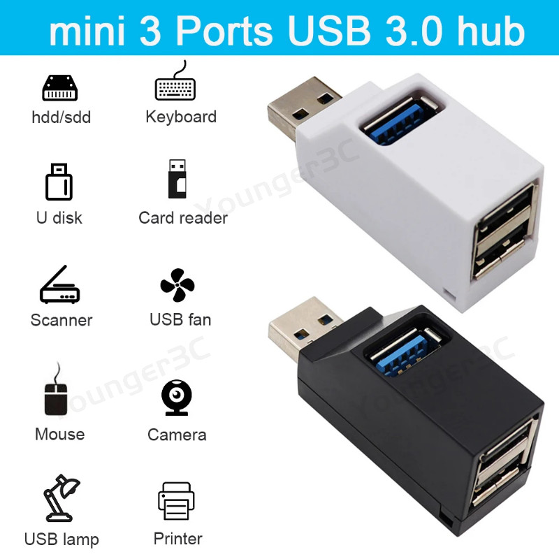 Portable USB 3.0 HUB Expansion HUB, Three In One USB 3.0 HUB Splitter ...