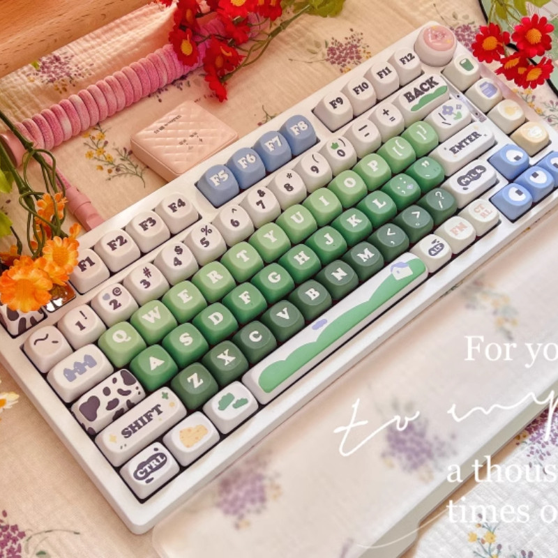 Dairy Farm Keycap MOA Profile DYE-SUB PBT Material Green Cute Simple ...