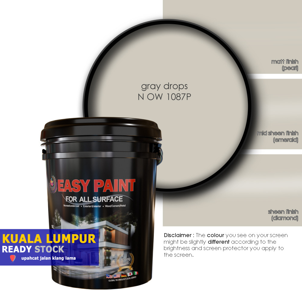 1 Liter and 5 Liter - GRAY DROPS N OW 1087P, Easy Paint All Surface for ...