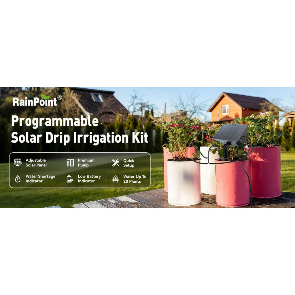 RAINPOINT Solar Irrigation System For Garden Balcony Automatic Drip ...
