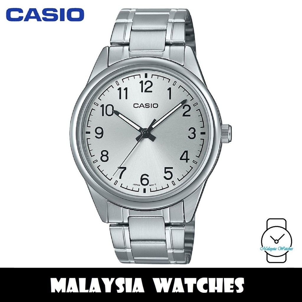 Casio MTP-V005D-7B5 Orologio analogico da uomo in acciaio inossidabile con quadrante romano argentato, Bracciale