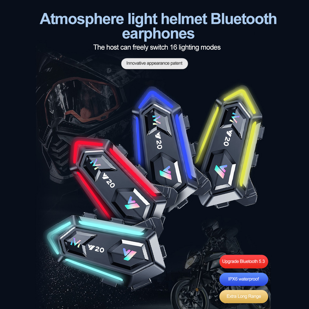 (🚚MY Stock🚚) Y20 Motorcycle Helmet Headset Radom RGB Lighting Hands ...