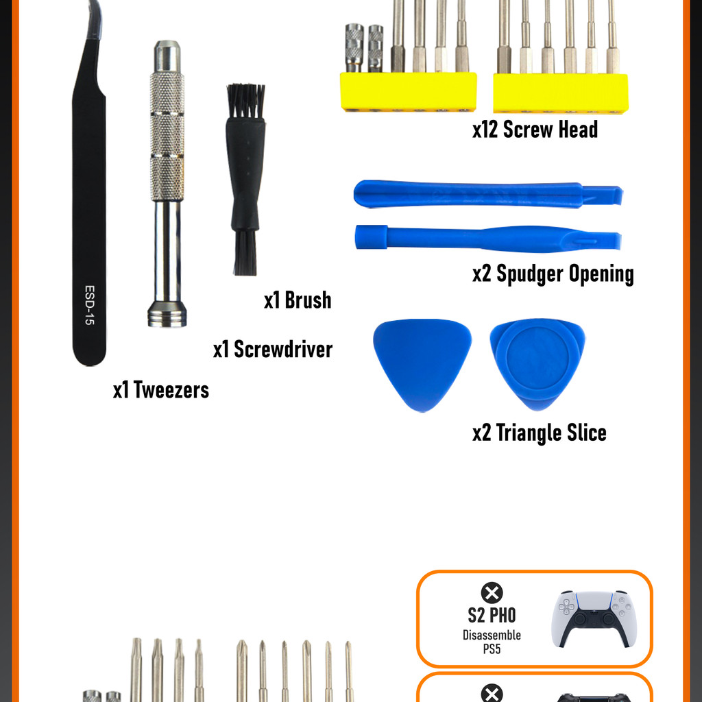 19 in 1 Screwdriver Set for Gaming Controller Console PS4 PS5 Switch ...