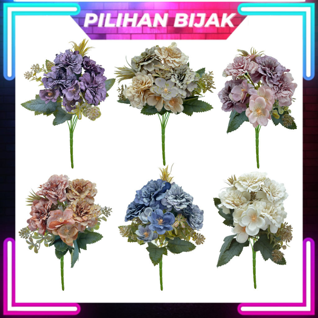 1 Bush Artificial Dahlia Artificial Flower Hand Bouquet Living Home ...