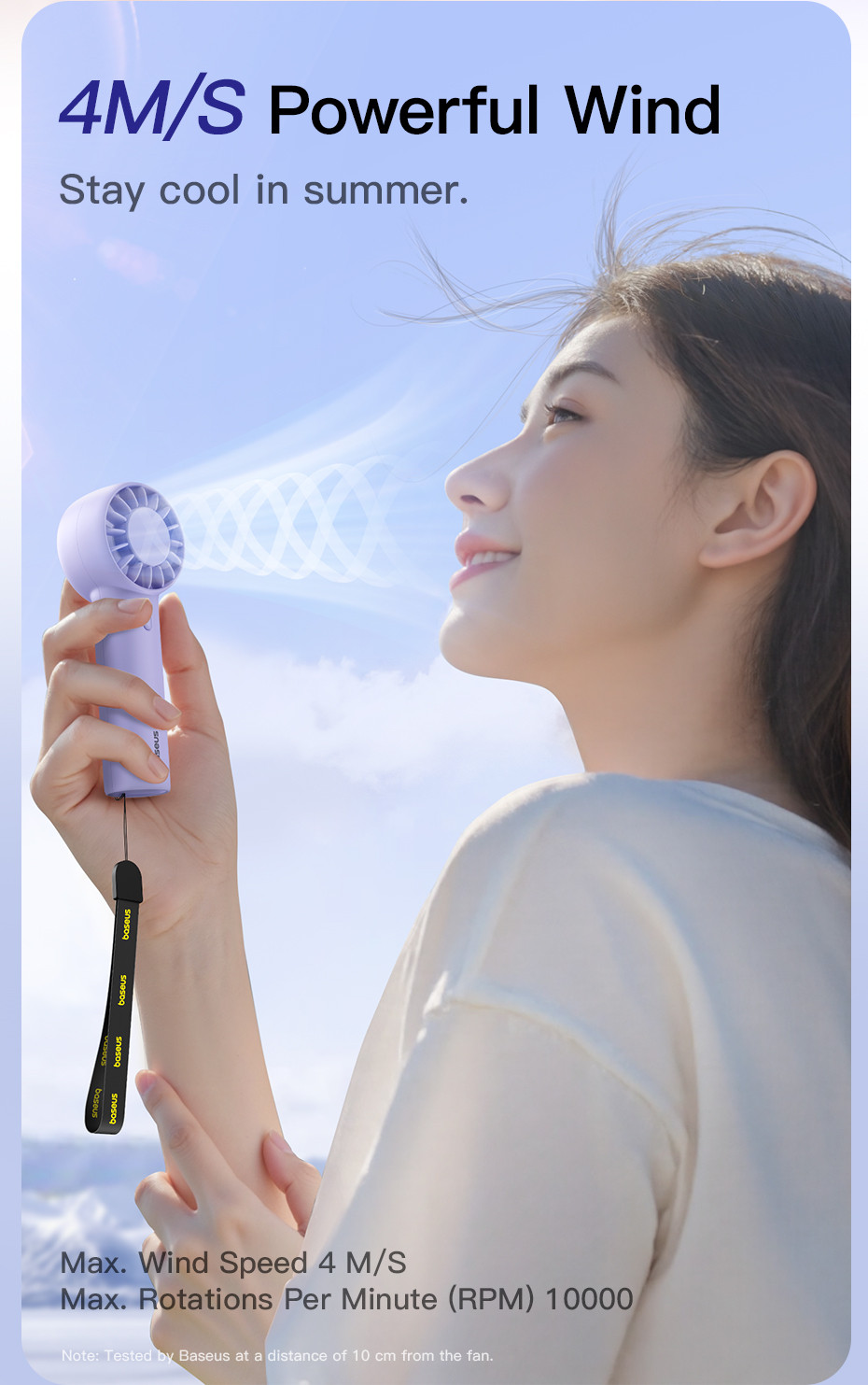 Baseus DT1 Mini Turbine Handheld Fan 3 Speed Adjustable Portable Fan ...