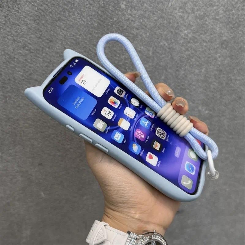 Lovely Clear Cat Ears Transparent Magnetic Wireless Charging Phone Case ...