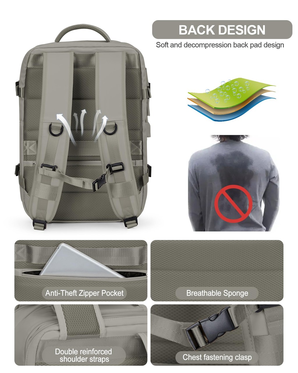 Travel Backpack 17 Inch Backpack Large Capacity Multi-function Travel ...