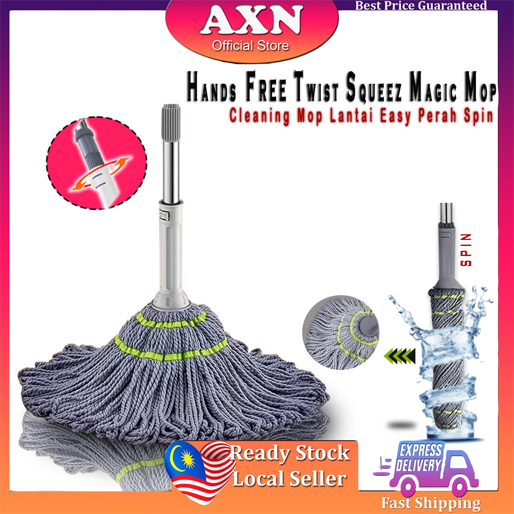 AXN Hands Free Twist Squeez Mop Magic Mop Pull And Squeeze Cleaning Mop ...
