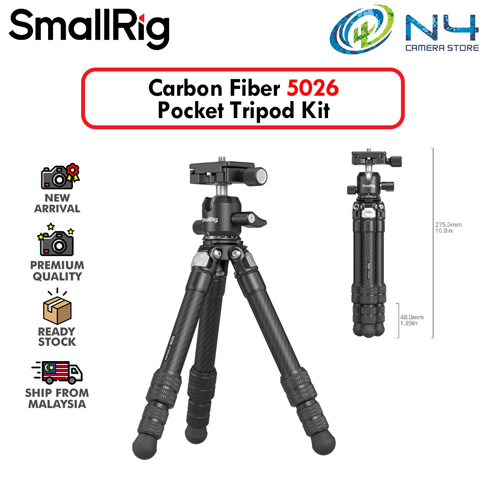 SmallRig Carbon Fiber Pocket Tripod Kit Compact & Portable Tripod [5026 ...