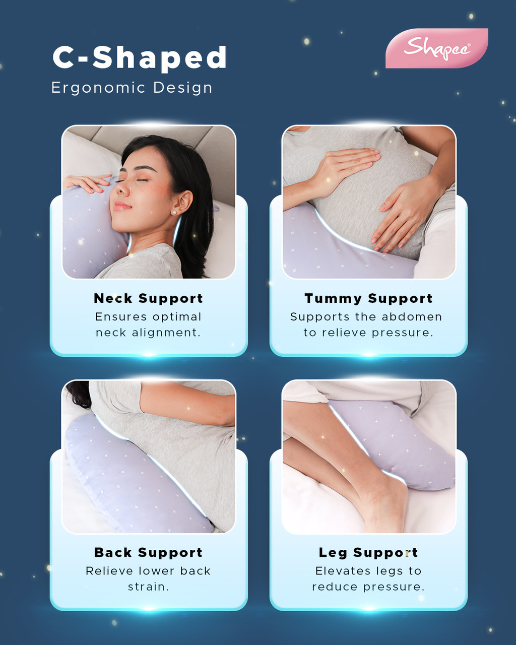 Shapee 3-in-1 Pregnancy Support Pillow | Ergonomic C-Shape | Enhanced ...