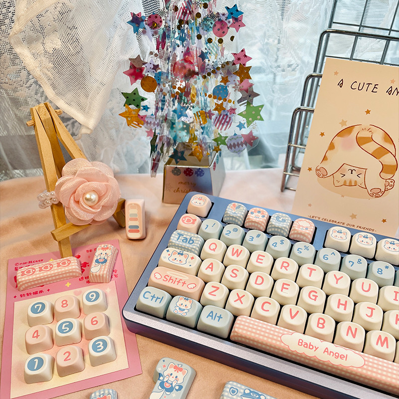 Baby Angel Keycaps Thai Cute Cats MOA Profile PBT Material DYE ...