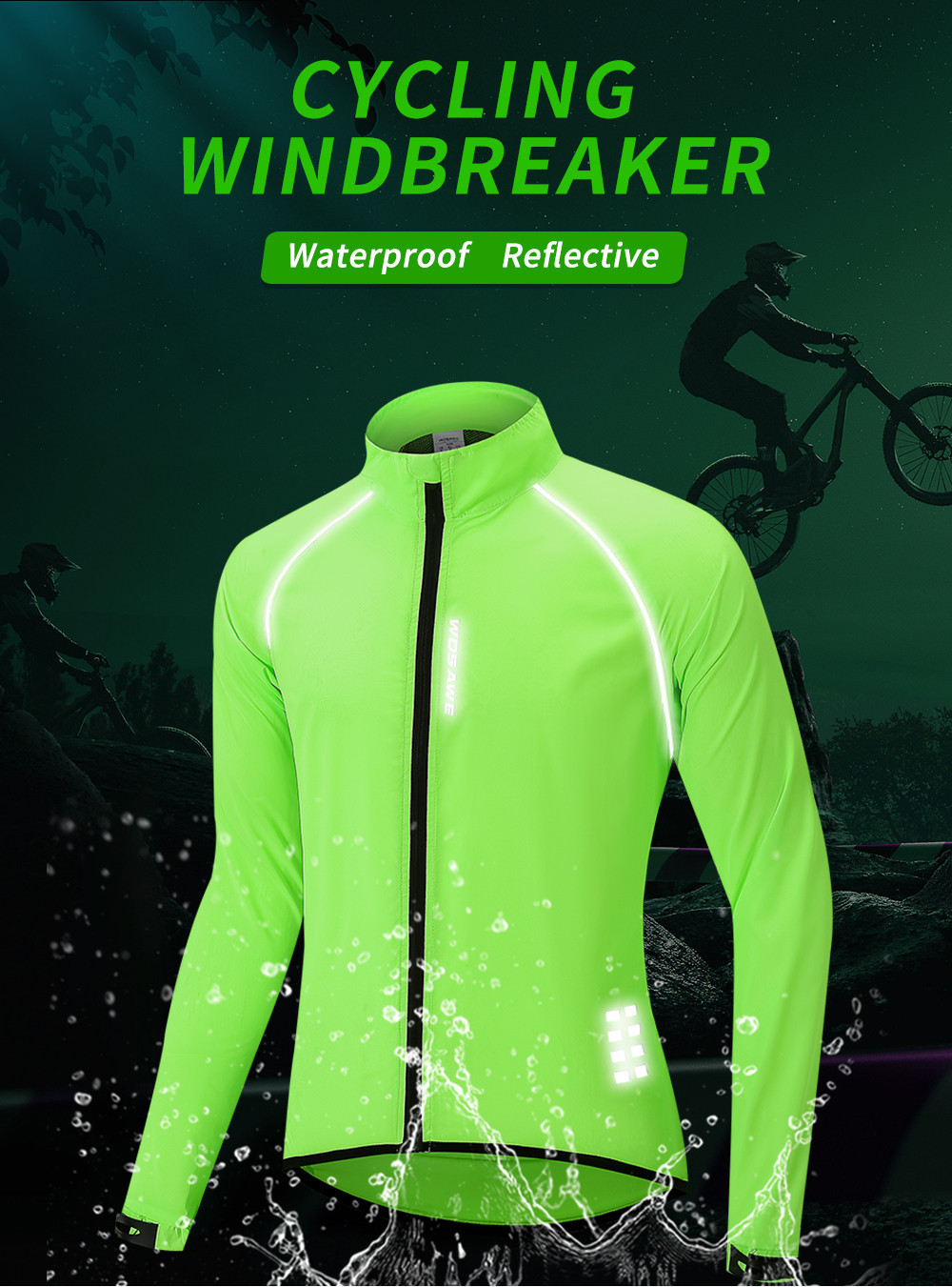 WOSAWE Men Women Spring Autumn Full Reflective Cycling Windbreaker
